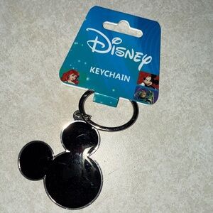 Disney Black Mickey Mouse Silhouette Key Ring with Blue Branded Card